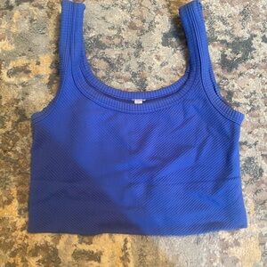 Blue Ribbed Women's Top